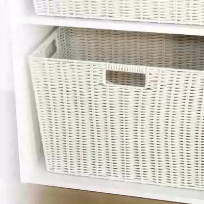 Japanese-style imitation rattan woven storage basket basket Household clothing toy finishing box Snack sundries box storage frame laundry basket