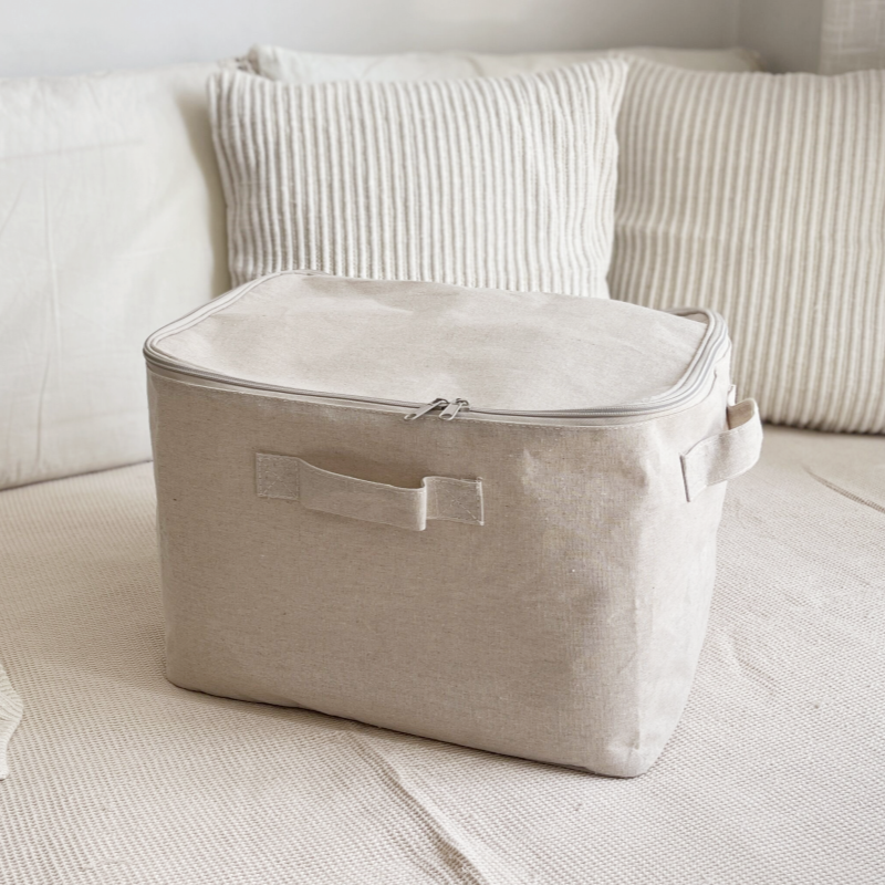 Thickened cotton and linen fabric storage box clothes quilt finishing box wardrobe storage box bed bottom household clothing storage bag