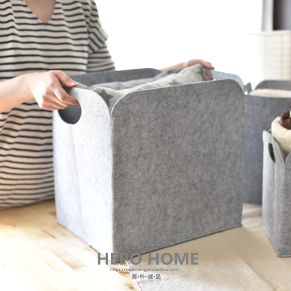 Thickened Storage Basket Felt Cloth Art Inner Clothing Finishing Box Tabletop Snack Toy Box Home Debris Containing Basket Basket