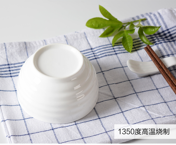Bát cơm trắng tinh khiết đơn giản bát cơm nhà gốm bát trắng khách sạn bộ đồ ăn sáng tạo bát 3,5-6 inch dĩa trắng