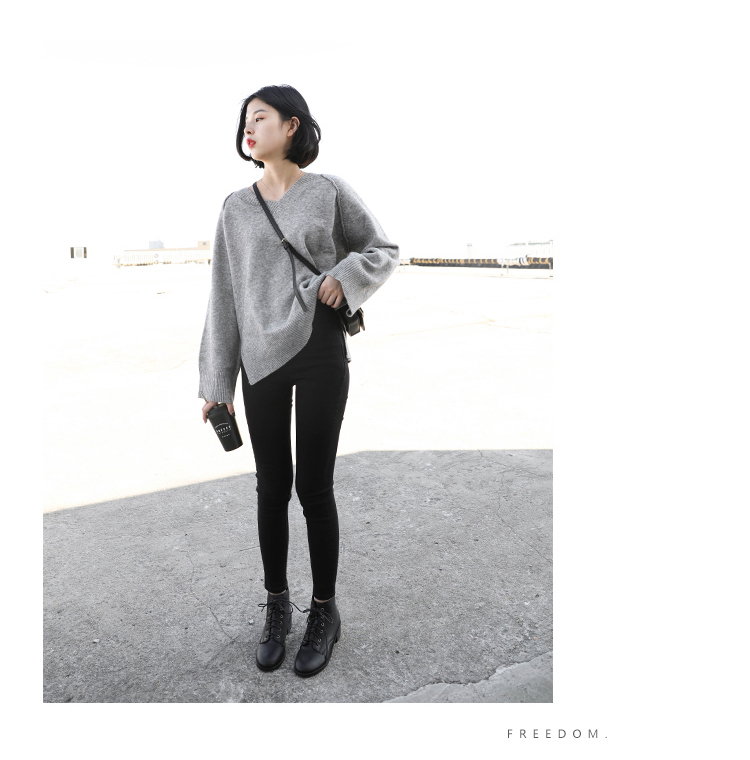 Vào cửa hàng sẽ bị đánh bại eo cao Retro cộng với quần jean dày nhung chân Slim mỏng 9 điểm quần bút chì nữ mùa đông quần jean cao cấp