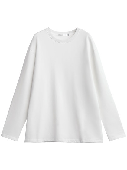 Chicven Autumn New Simple Loose Long-Sleeve White T-Shirt for Women Versatile Top Round Neck Brushed Base Shirt for Women