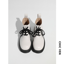 CHICVEN Street leisure English style big head boots low top Martin boots female high thick soles short boots Joker