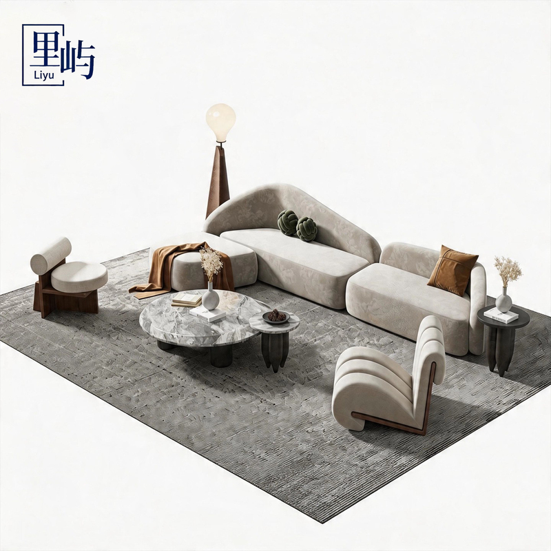 Hotel Lobby Clubhouse Model Room Reception Curved Sofa Sales Office Large Flat-Floor Living Room Beauty Salon Leisure Sofa