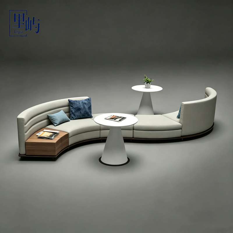 Italian-Style Minimalist Hotel Lobby Living Room Leisure Area Curved Sofa Sales Office Beauty Salon Semi-Circular Booth Sofa