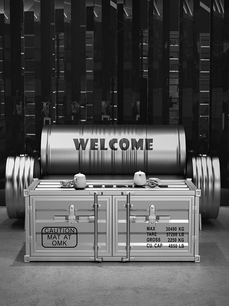 Creative Industrial Wind Container Tea Table Locker Personality Fitness Room Negotiation Area Iron Art Short Cabinet Side Cupboards Custom-Taobao