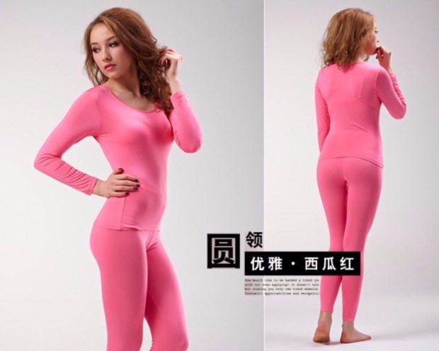 Sự ra đời của năm màu đỏ modal đồ lót nữ bó sát cotton mùa thu quần dài quần dài phần mỏng bộ đồ lót của phụ nữ bộ thu đông big size