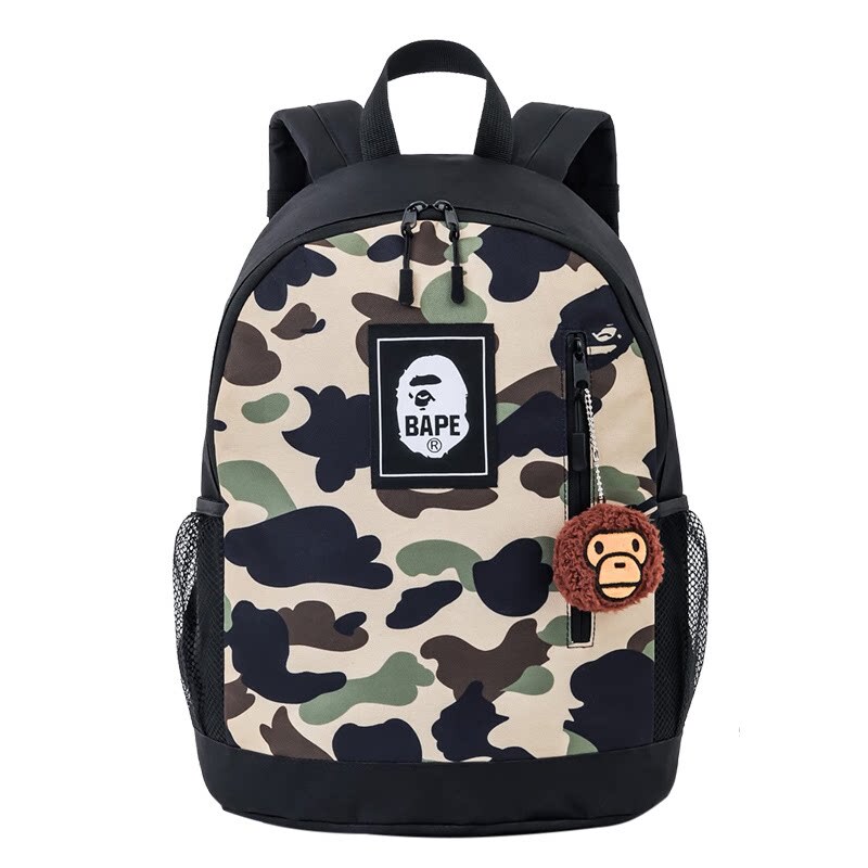 New Japanese Bape Camouflage Ape Head Backpack for Children and Students, School Bag, Travel Leisure Bag