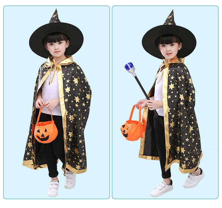 Halloween trẻ em trang phục mẫu giáo hiệu suất bé trai và bé gái áo choàng áo choàng trang phục cos quần áo phù thủy trang trí