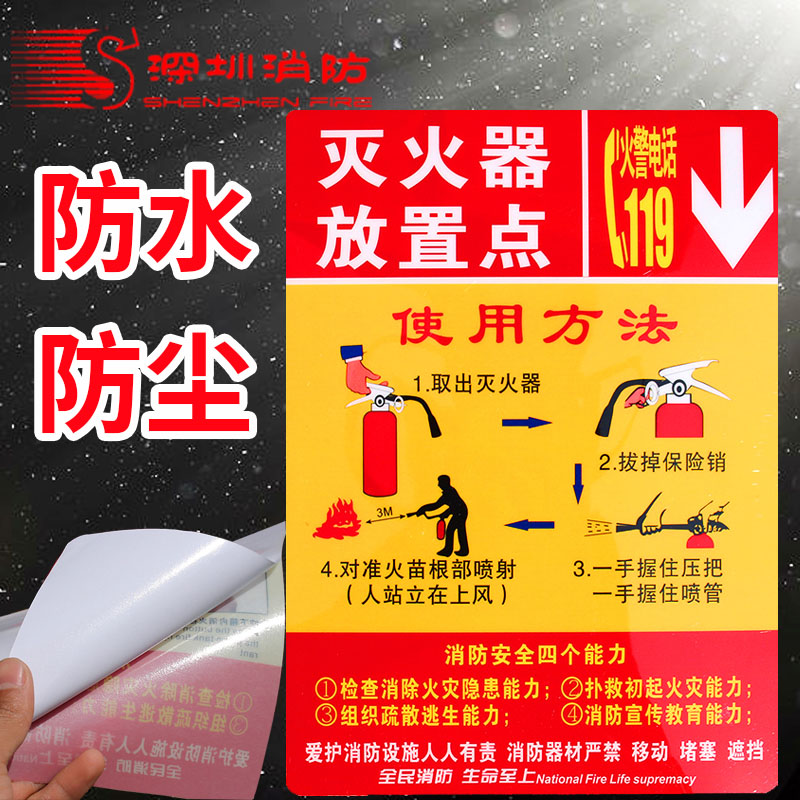 Fire hydrant fire extinguisher instructions sticker 18*25 Sign fire extinguisher placement PVC sign