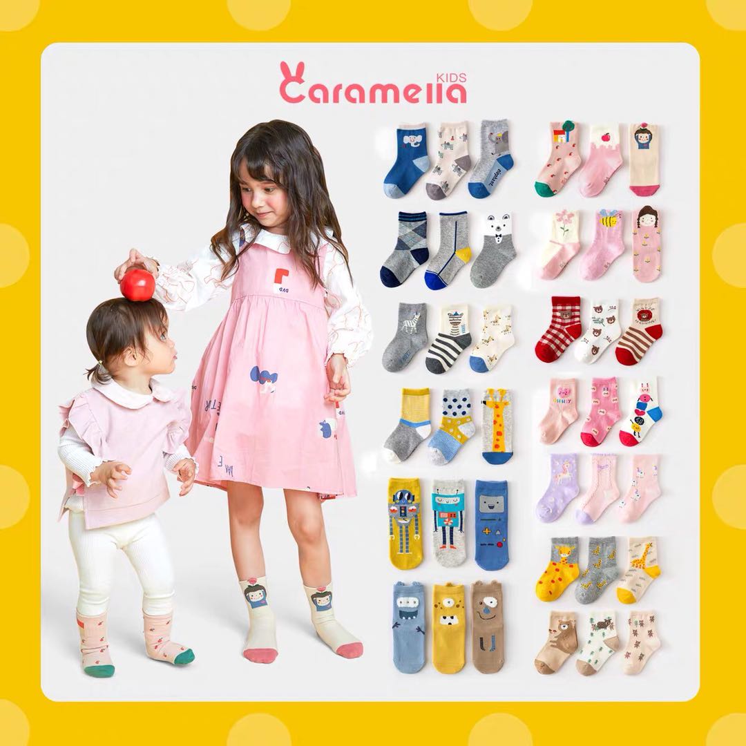 chao Cute pattern good-looking autumn and winter cotton cartoon children's socks (3 pairs) small point