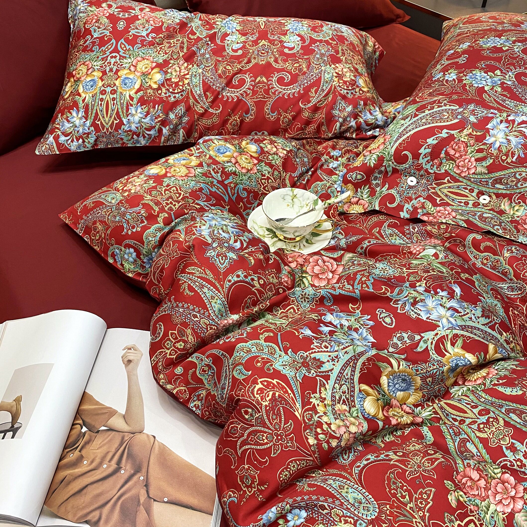 American flower four seasons available 60 long-staple cotton digital printing four-piece cotton bedding set