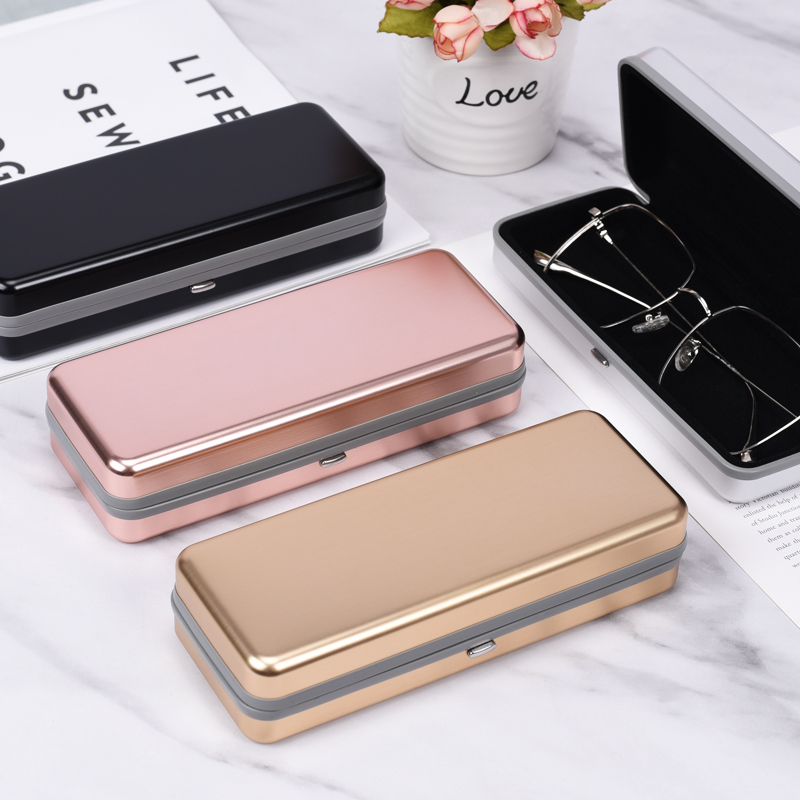 E88 Metal Glasses Case, Simple ins Design, High-End Pressure-Resistant Portable Glasses Case for Men and Women with Myopia, Aluminum Alloy Case
