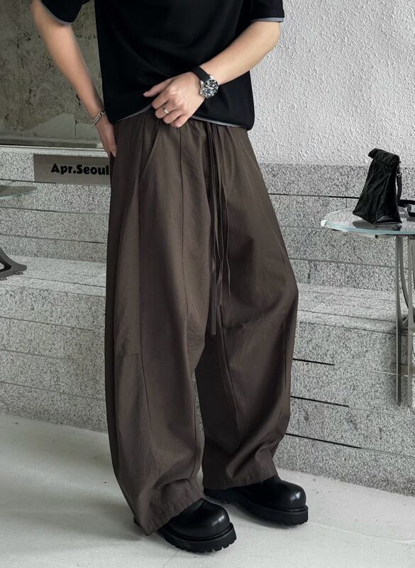 Gv Summer New American Retro Casual Curved Pants Men's Loose Versatile Wide-Leg Pants Cotton Linen Large Trousers
