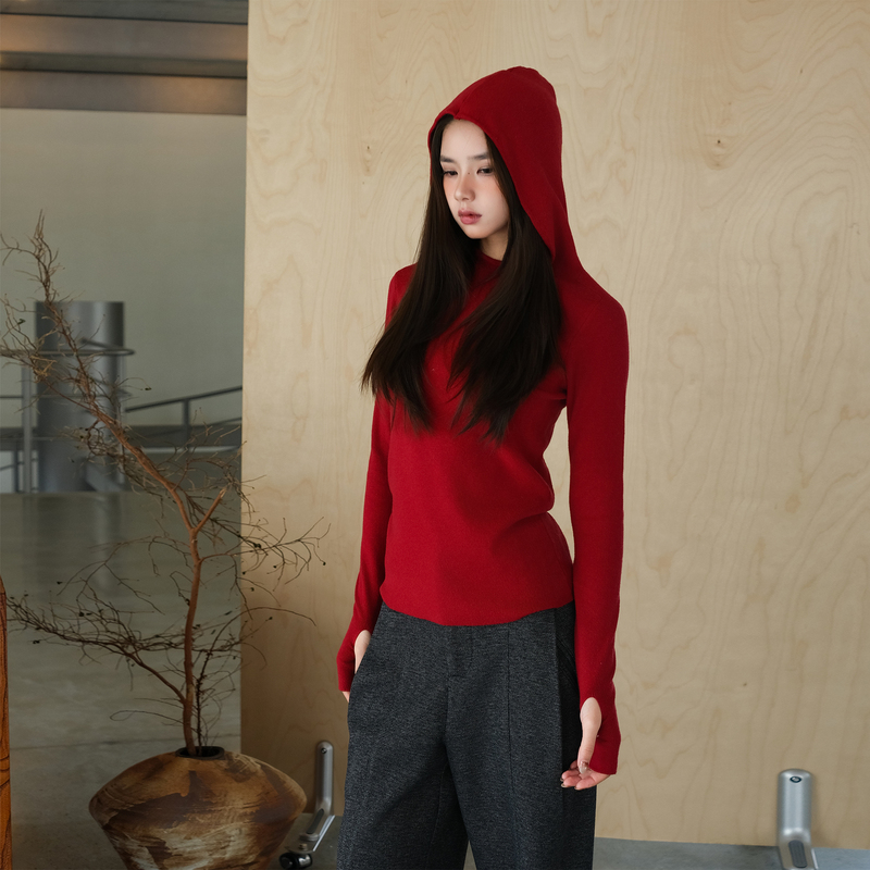 Neostaple Design Hooded Knitted Long-Sleeved Sweater for Women, New Autumn Style, Slim Fit, Layered Outerwear Sweater Top