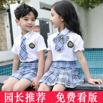 Kindergarten summer garden dress Summer graduation photo dress British style summer childrens class dress Primary school uniform suit