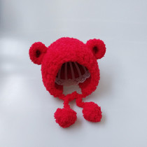 Baby bear ear protection hat handmade baby winter men and women baby thickened velvet velvet hat Childrens cartoon tire cap