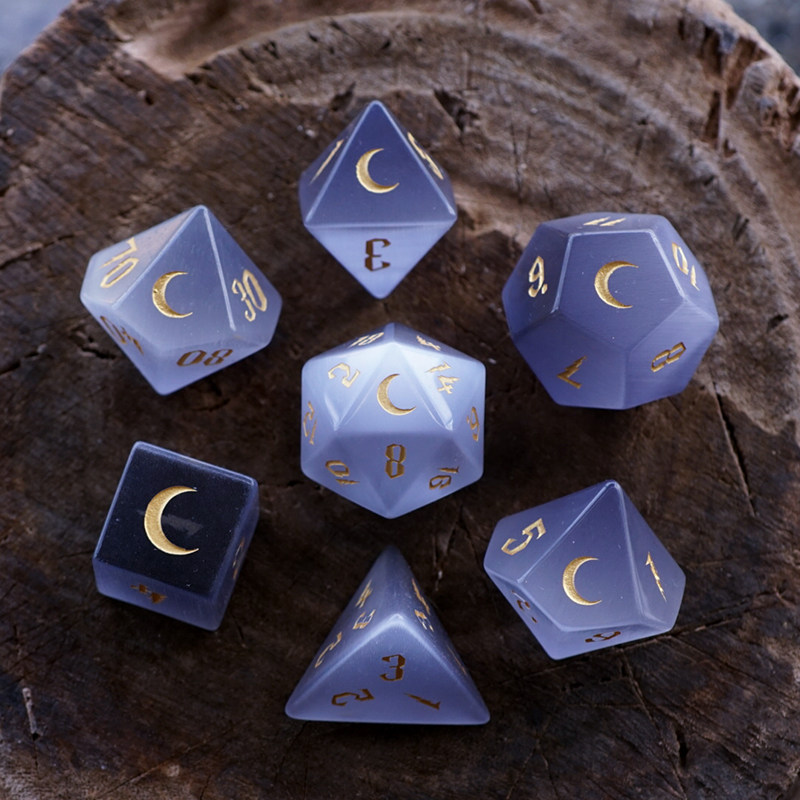 Moon version full set of grey cat eye DnD dice COC running group dice ksu run regiment TRPG dice grey cat eye stone-Taobao