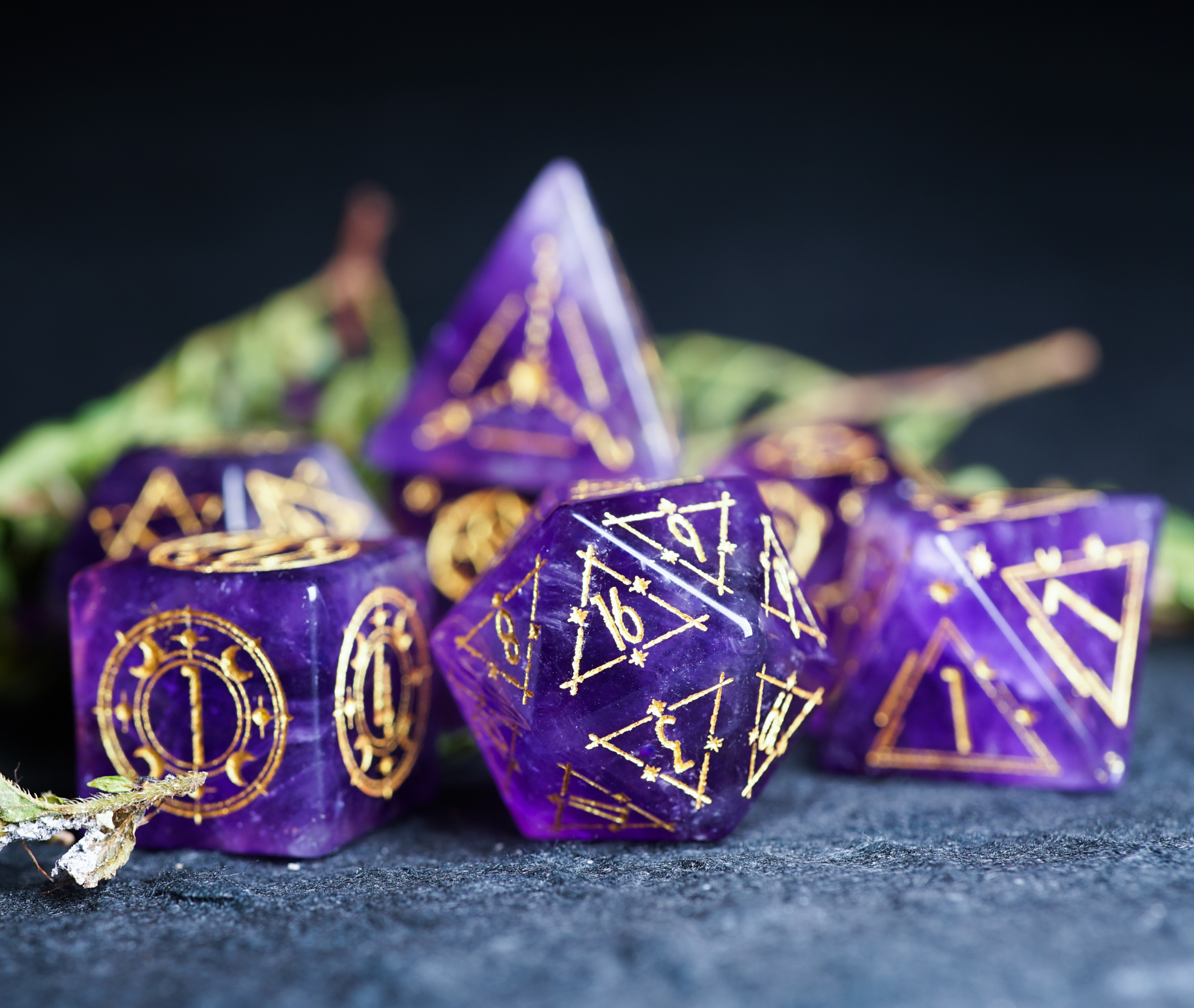 Natural amethyst running group dice COC dice DND dice DND dice Ksu run regiment TRPG dice magic landscape custom-made