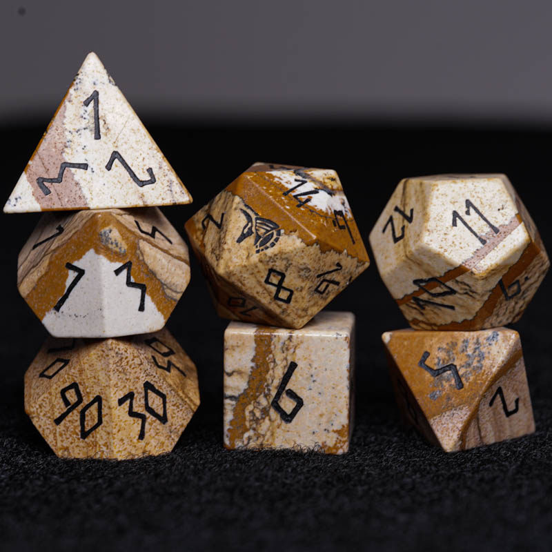 Natural picture stone COC running group dice gem DND dice dragon and dungeon Cthulhu running group TRPG20 sides