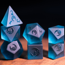 Sea Blue zircon embossed COC runner dice DND dice dragon with the call moon totem of underground city ksuru