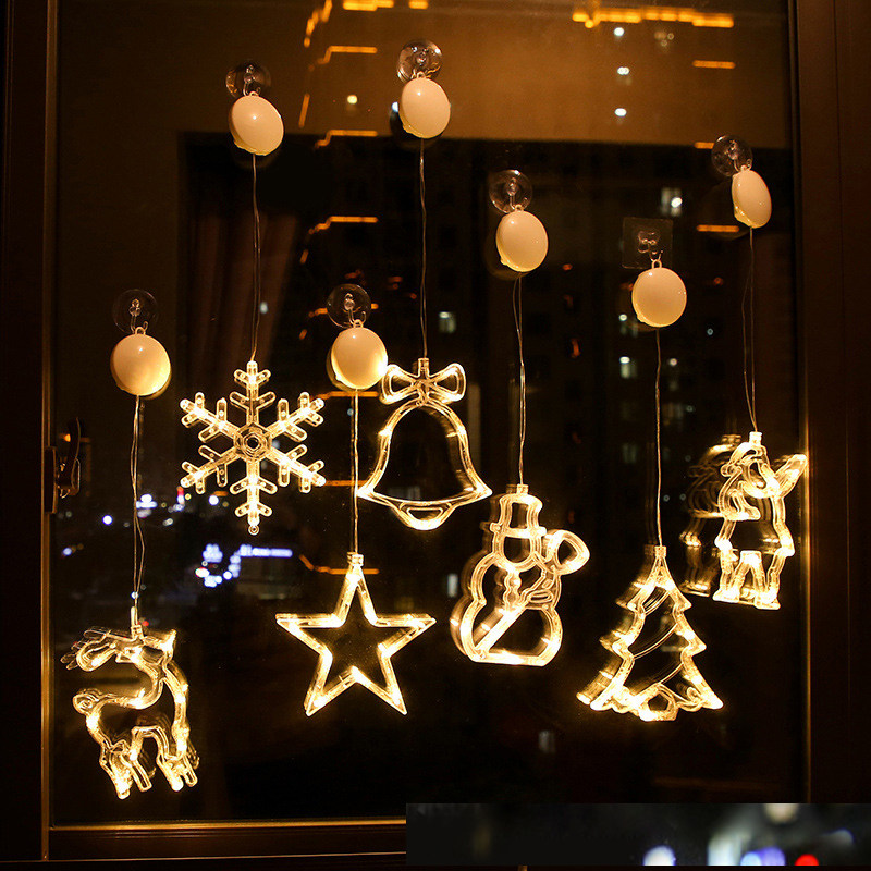 Christmas Ornament Christmas Tree Pendant Suction Cup Lamp Glass Sticker Shop Scene Arrangement Shop Window Christmas Decorations