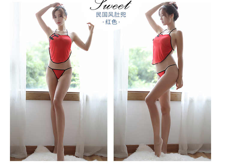 Cộng hòa gió Trung Quốc sợi lưới tạp dề thong hai mảnh siêu mỏng trong suốt gợi cảm phụ nữ tiết lộ đồ lót retro shop do lot dep