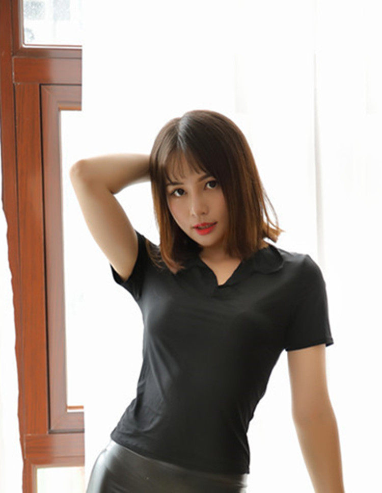 Light-free skirt outdoor transparent husband skirt ultra-thin uniform temptation pu high waist miniskirt ol suit