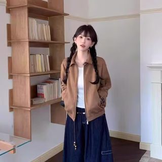 小香风独特超好看格纹短外套女秋冬小个子宽松慵懒感夹克上衣