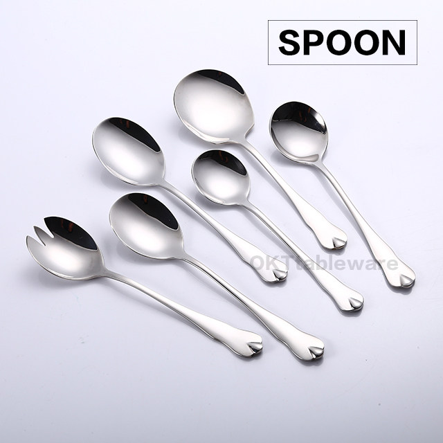 Thickened stainless steel spoon, round spoon, salad fork, spoon, serving spoon, dining room, hotel use, foreign trade export