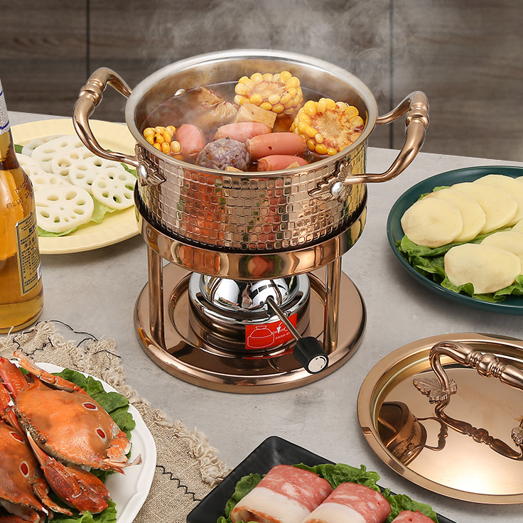 Inflatable gas furnace small hot pot one person, one pan 16cm self - help boiler set commercial club hotel