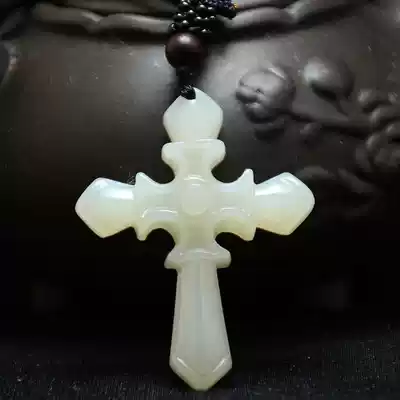 Hetian Jade cross pendant Sheep fat white jade Jesus cross jade pendant Jade pendant Men and women white jade pendant pendant
