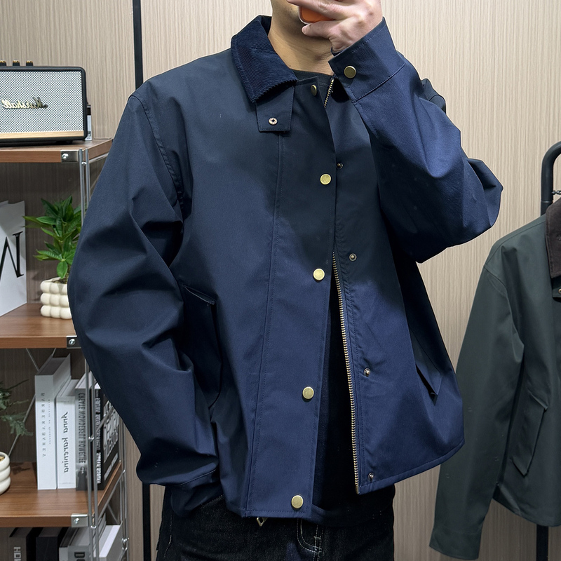 Geologist American Old Money Style Flight Jacket Men's Winter Trendy Plaid Patchwork Lapel Vintage Barn Style Coat