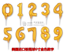 US imported 6 inch aluminum foil balloon cake gold digital aluminum foil ball birthday party decoration balloon