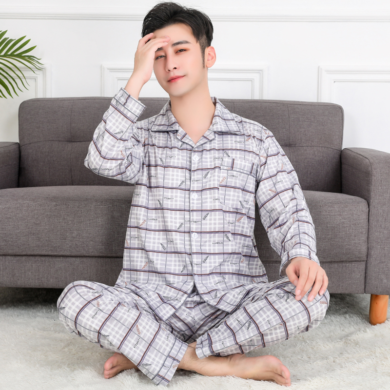 Tăng kích thước bộ đồ ngủ mens dài sleevecotton đồ ngủ cotton ngày cotton mens quần áo nhà thiết mens quần áo.