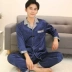 Đồ ngủ nam mùa hè nam mô phỏng mùa hè lụa dài tay phù hợp với mùa xuân và mùa thu băng lụa mỏng phần dịch vụ nhà đồ lót nam Nam giới