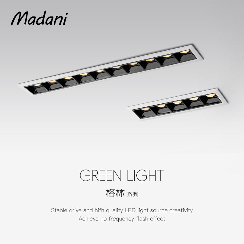 Madani Green LED line lamp long strip linear spotlight eye protection anti-glare strip embedded wardrobe