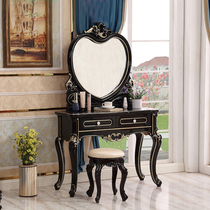European-style dressing table Bedroom small apartment dressing table Luxury mini solid wood neoclassical dressing table Full solid wood ebony