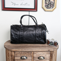 Vegetable tanned cowhide washed medium travel bag crossbody bag handbag shoulder strap multi-pocket zipper inside