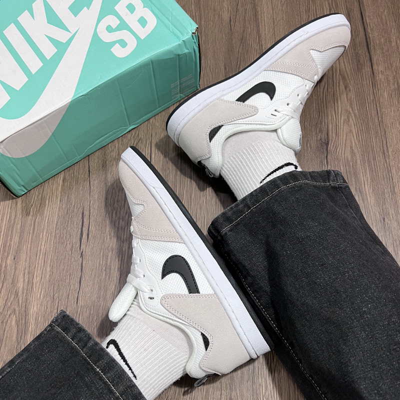 Nike Sb Alleyoop Men's Black and White Wear-Resistant Low-Top Breathable Retro Casual Skateboard Shoes Cj0882