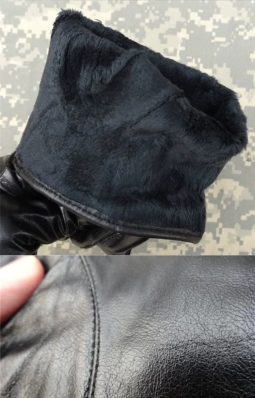 Găng tay da 07 sĩ quan chính hãng thường trả găng tay nhung da cừu nguyên chất cộng với nhung nam dày chống gió