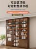 Walnut-Colored Bookcase with Glass Doors, Display Wine Cabinet, Light Luxury Home Living Room Solid Wood Integrated Wall-To-Ceiling Bookshelf