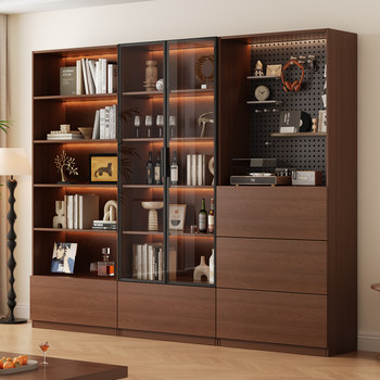 Glass Door Pegboard Display for Living Room, Home Use, Figurines, Toys, Lego Models, Bookcase, Wine Cabinet, Integrated Wall-Mounted Bookshelf