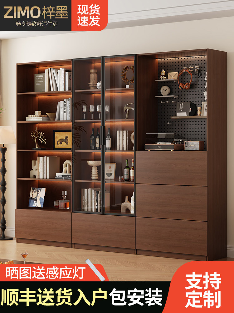 Glass Door Pegboard Display for Living Room, Home Use, Figurines, Toys, Lego Models, Bookcase, Wine Cabinet, Integrated Wall-Mounted Bookshelf