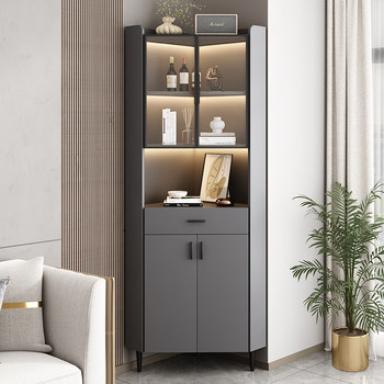 Corner Cabinet with Triangular Right-Angle Design for Living Room and Bedroom Storage, Corner Display Wine Cabinet, Floor-Standing