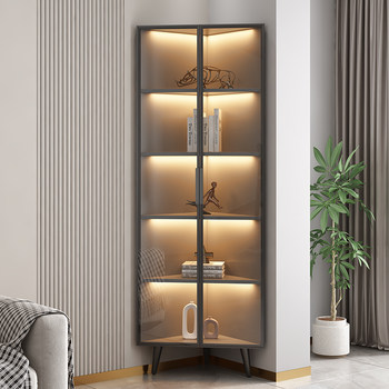 Corner Cabinet, Triangular Right-Angle Corner Shelf, Living Room Bedroom Storage, Wall-Mounted Corner Floor-Standing Wine Cabinet