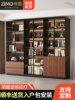 Black Bookcase, Vintage Light Luxury Glass Display Cabinet, Living Room Integrated Wall Bookshelf, Storage for Lego Models