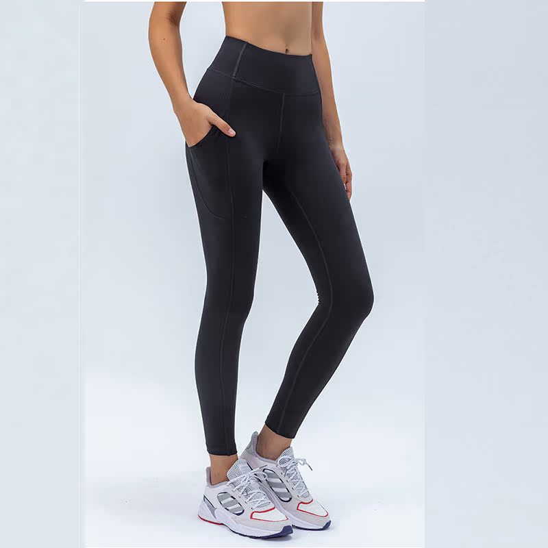 July yoga nude high waist cropped yoga pants with side pockets