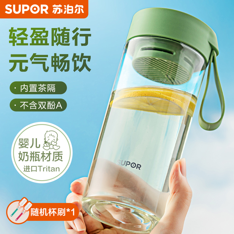 Supoir water glasses Summer girls' high face value portable students sports high temperature resistant tritan plastic cups-Taobao