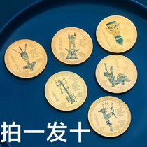 Niue Sanxingdui cultural commemorative coins colored gold and silver medals museum commemorative medals complete set of gold-plated coins souvenirs